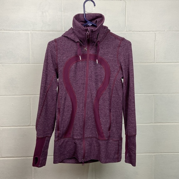 Lululemon Stride Jacket Mini Check Pique Plum Purple Size 4 Hooded Full Zip - Picture 4 of 11